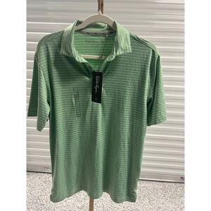 Walter Hagen Men's Polo Golf Shirt Striped Moisture Wicking Tidal Green NWT
